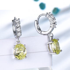 Sterling Silver Cubic Zirconia Citrine Diamond Earrings