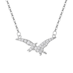 S925 Sterling Silver Full Diamond Pterosaur Pendant Necklace