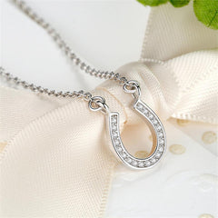 Sterling Silver Letter U Diamond Pendant Necklace
