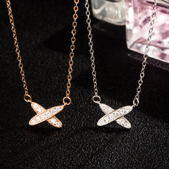 S925 Sterling Silver Cross Full Diamond Necklace Korean And Japanese Ins Live Broadcast Explosion Letter X