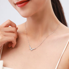 S925 Sterling Silver Full Diamond Pterosaur Pendant Necklace