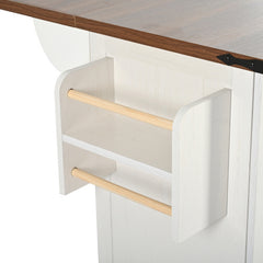 Kitchen Island, Serving Cart With Extendable Worktop, Kitchen Cabinet, Kitchen Trolley, Dining Cart With Wood Grain, Dining Cart With Two Doors And Three Drawers