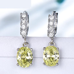 Sterling Silver Cubic Zirconia Citrine Diamond Earrings