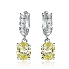 Sterling Silver Cubic Zirconia Citrine Diamond Earrings