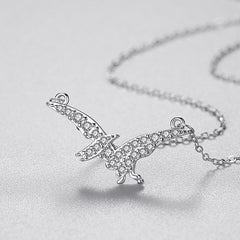 S925 Sterling Silver Full Diamond Pterosaur Pendant Necklace