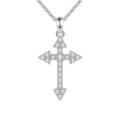 925 Sterling Silver Full Diamond Cross Necklace