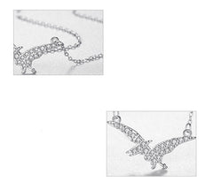 S925 Sterling Silver Full Diamond Pterosaur Pendant Necklace