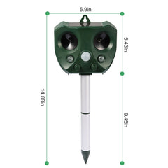 1Pc Ultrasonic Animal Repeller Solar Powered Repellent With Motion Sensor LED Flashing Lights IPX6 Waterproof Outdoor For Farm Garden Yard