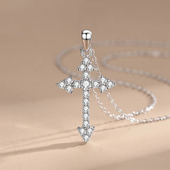 925 Sterling Silver Full Diamond Cross Necklace