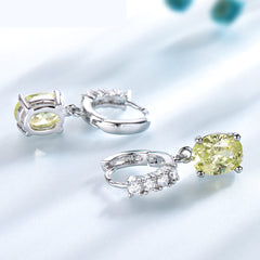 Sterling Silver Cubic Zirconia Citrine Diamond Earrings